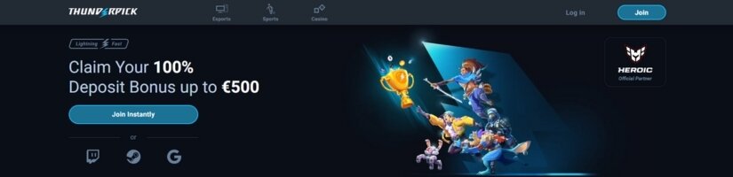 Screenshot of Thunderpick welcome bonus offer.