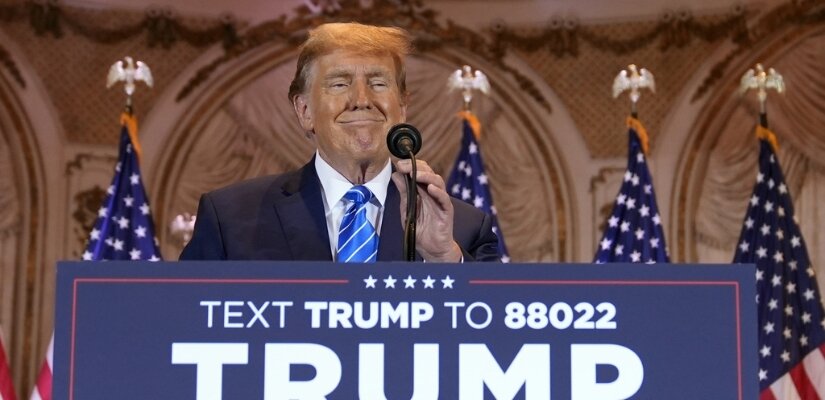 Photo of Donald Trump at a Super Tuesday election party on March 5th, 2024.