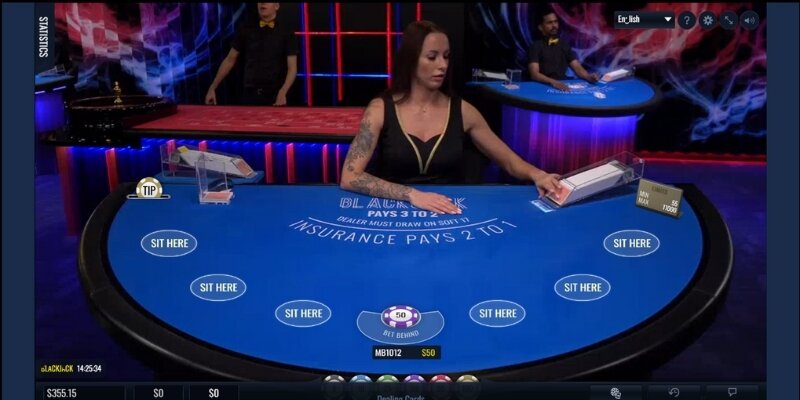 Screenshot of Vegas Aces live blackjack game.