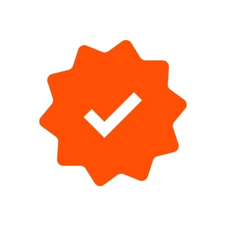 Orange verification icon.