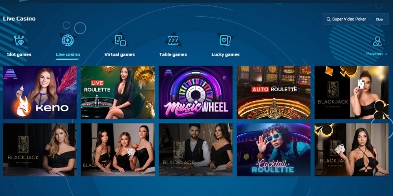 Screenshot of Anonym live dealer lobby
