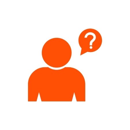 Orange icon showing a person with a question mark.