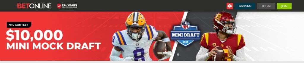 BetOnline NFL Mini Draft contest banner.