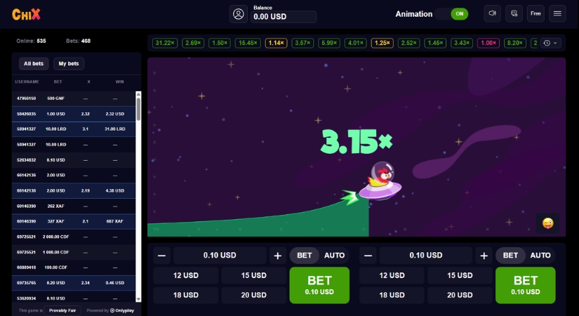 ChiX casino arcade gameplay.