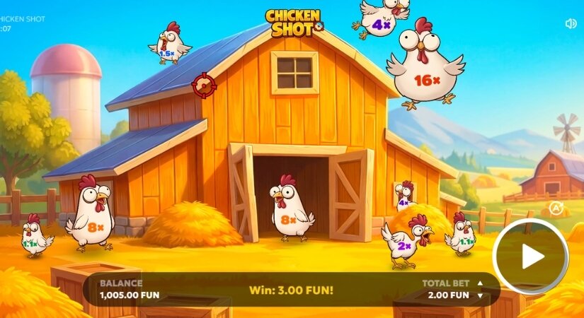 Chicken Shot casino arcade gameplay.