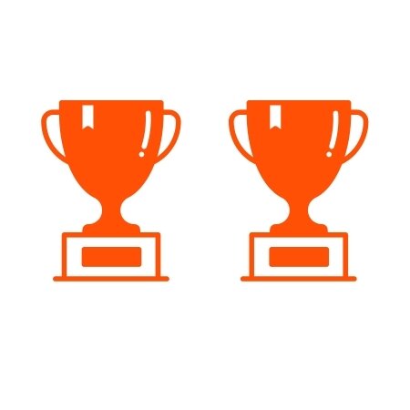 Orange icon showing two winners trophies.