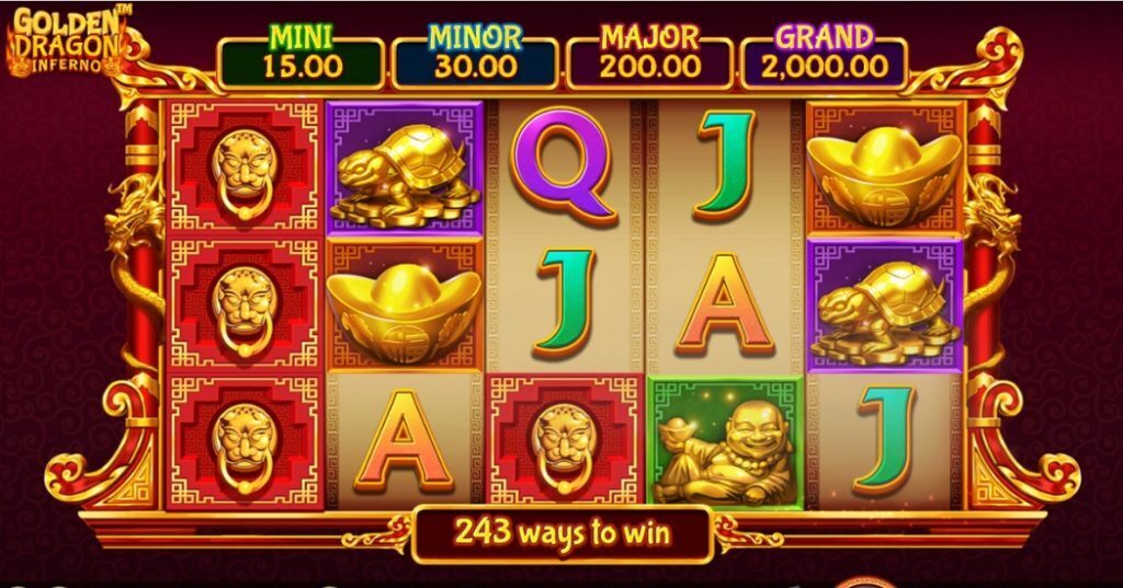 Golden Dragon Inferno medium volatility slot gameplay.