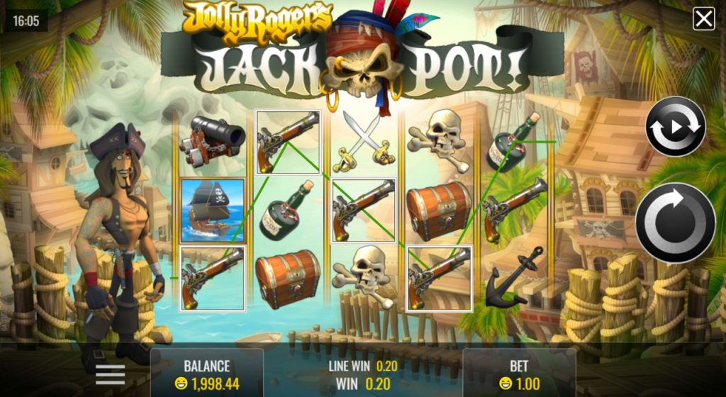 Jolly Rogers Jackpot online slot gameplay.