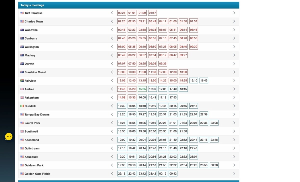SlotsNBets racebook interface.