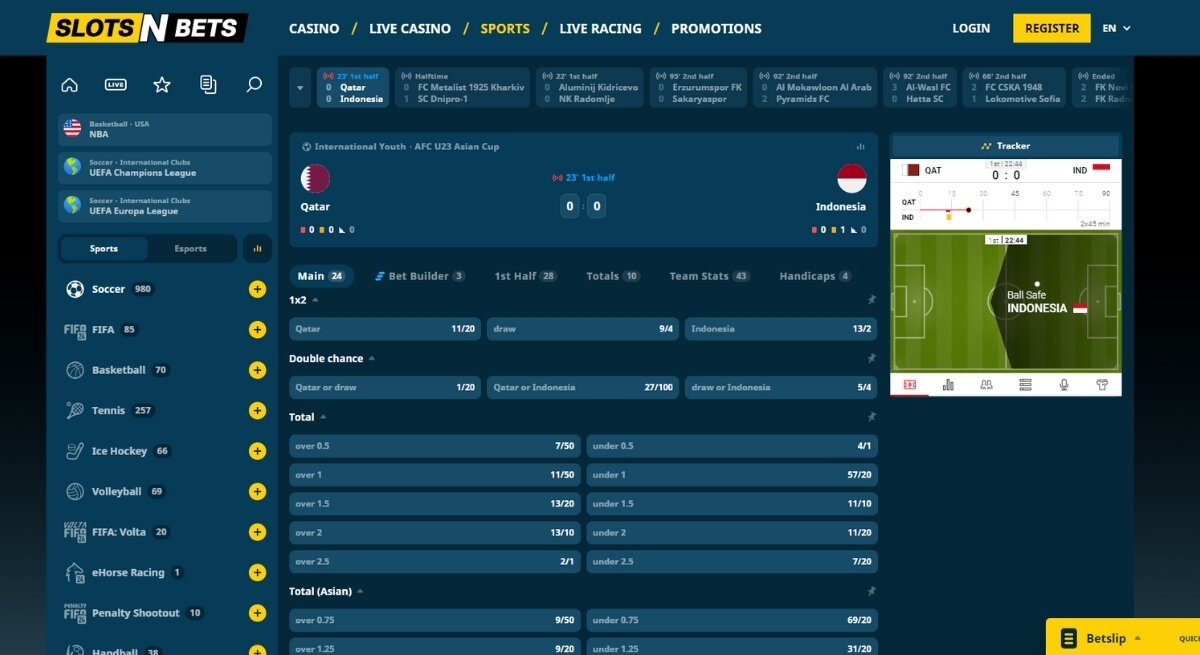 SlotsNBets live betting interface