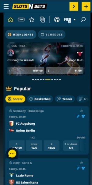 SlotsNBets mobile sportsbook.