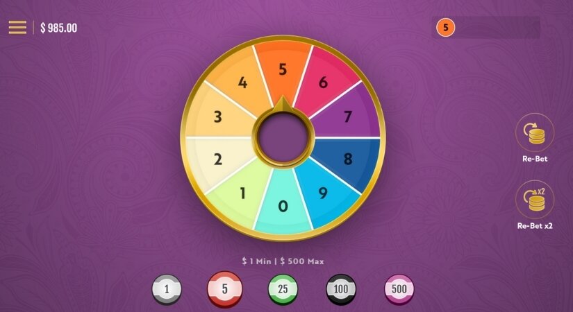 Screenshot of Spin the Wheel gameplay.