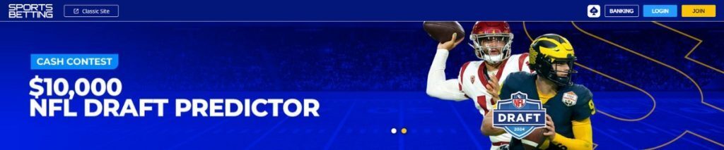 SportsBetting.ag NFL Draft Predictor contest banner.