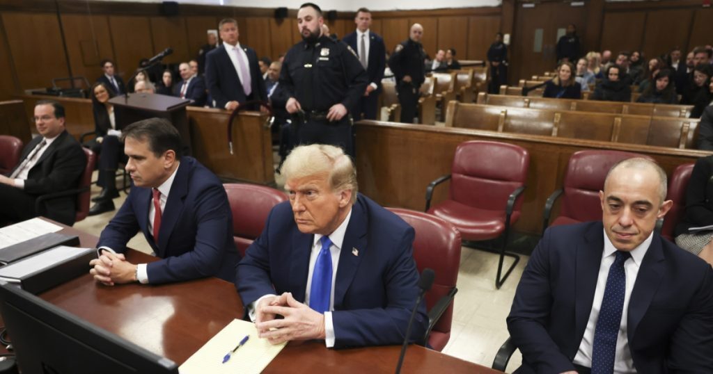 Donald Trump begins proceedings at Manhattan criminal court in the Stormy Daniels hush money case.