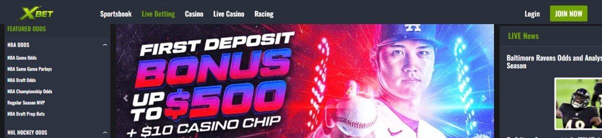 XBet sportsbook interface