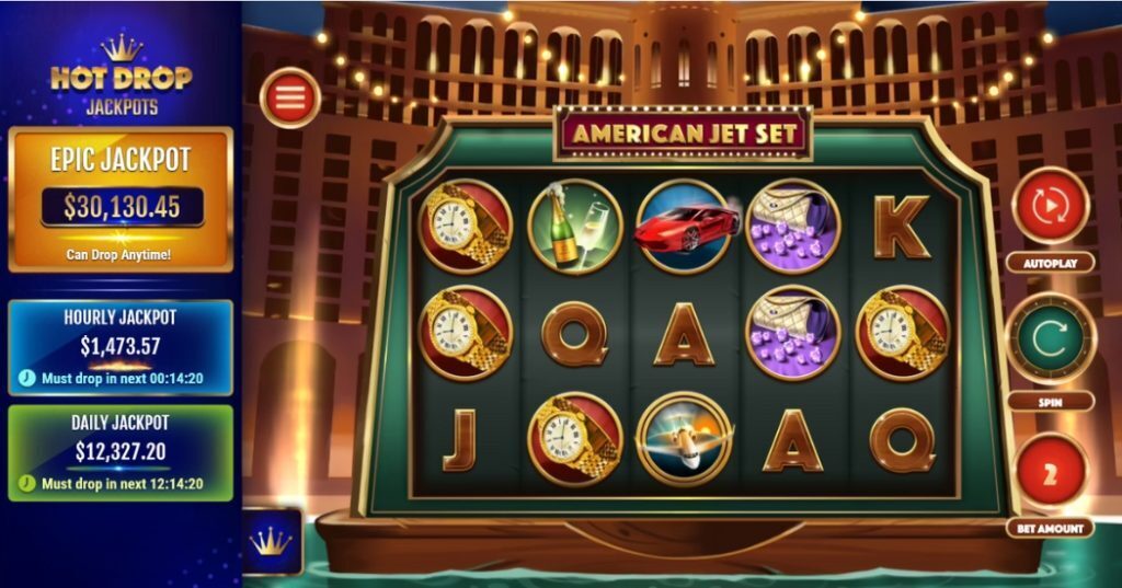 American Jet Set 4th of July slot gameplay.