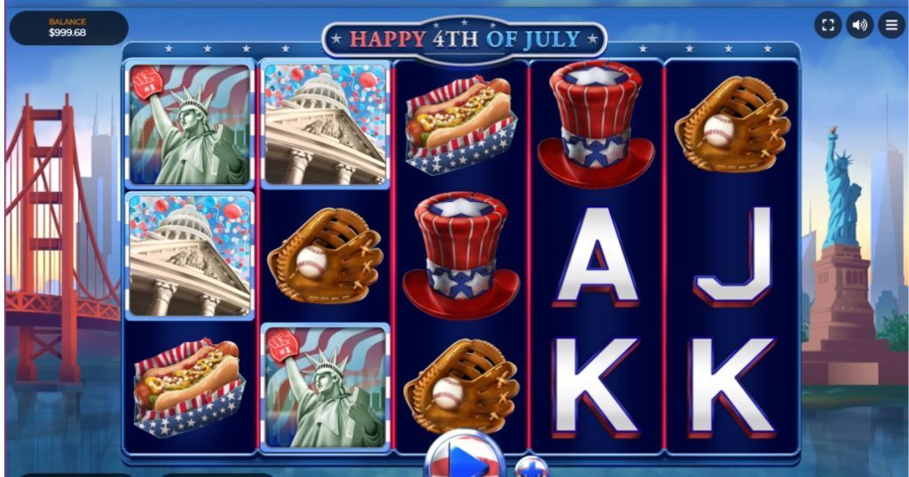 Happy 4th of July slots gameplay.
