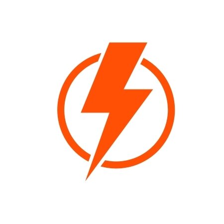 Orange motivation and energy level icon.