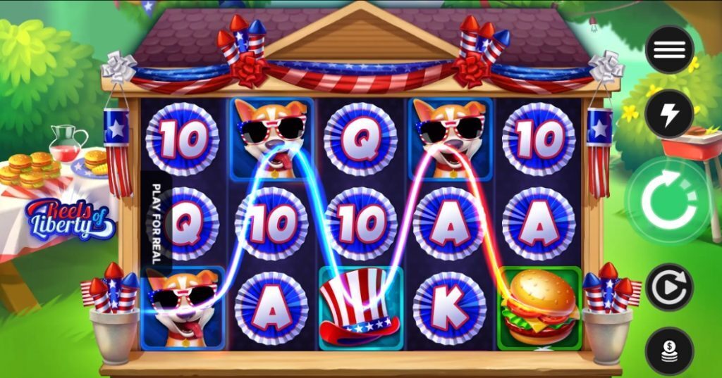 Reels of Liberty 4th of July slot gameplay.