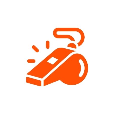 Orange referee icon showing whistle.