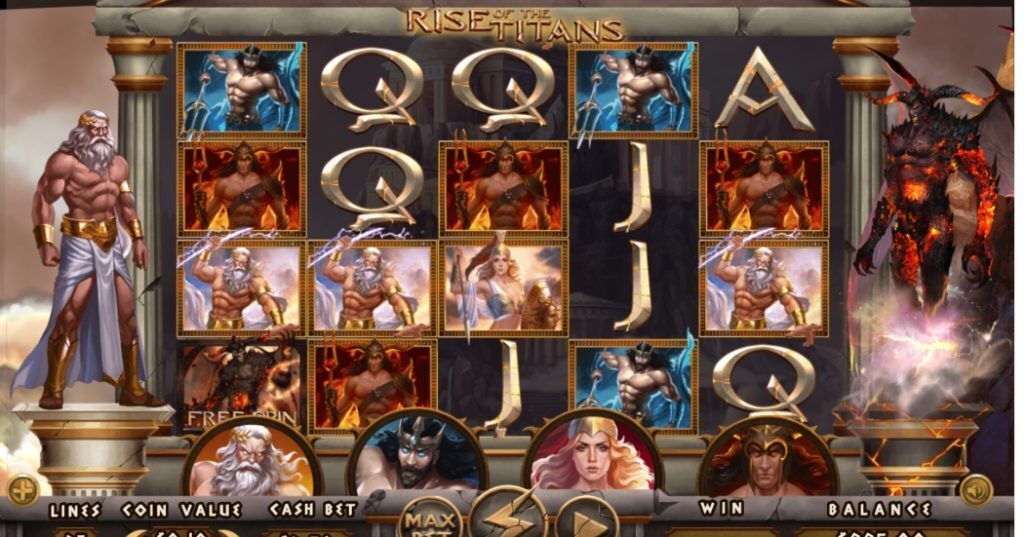 Rise of the Titans high volatility slot gameplay.