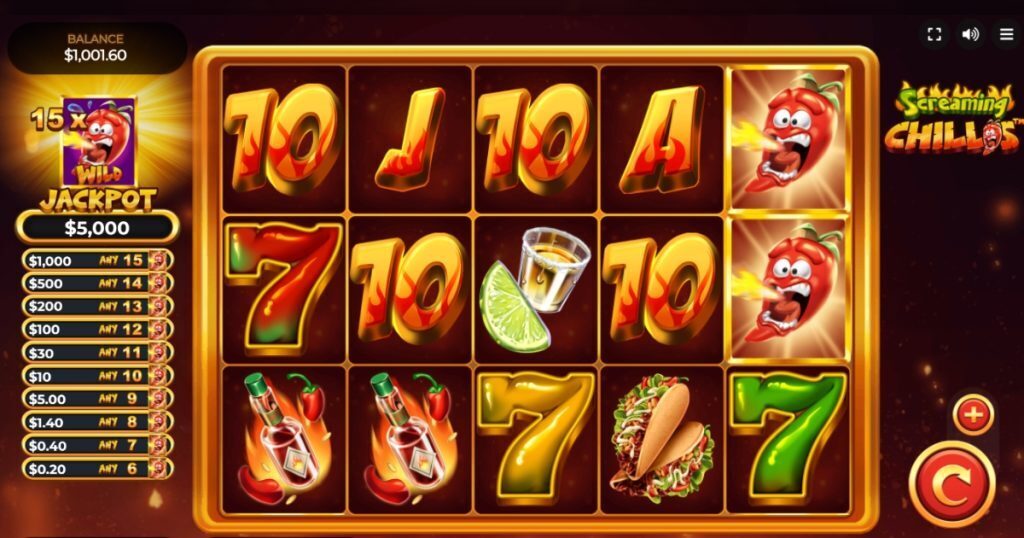 Screaming Chillis online fruit slots gameplay.