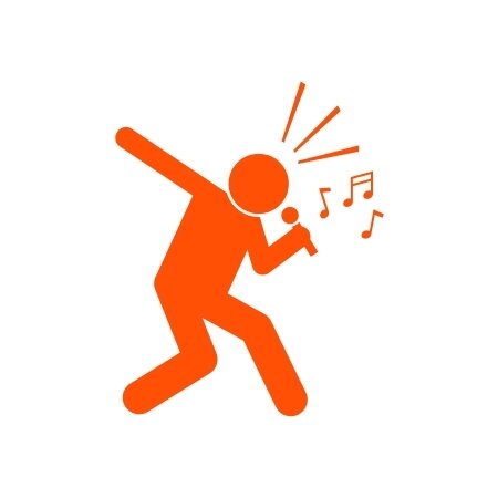 Orange icon showing a singer.