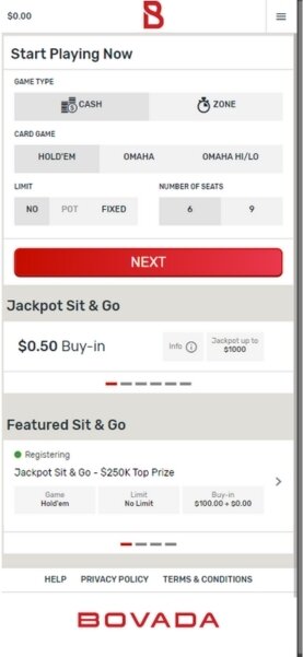 Bovada mobile poker