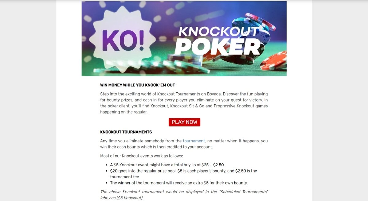 Bovada poker knockout tournaments