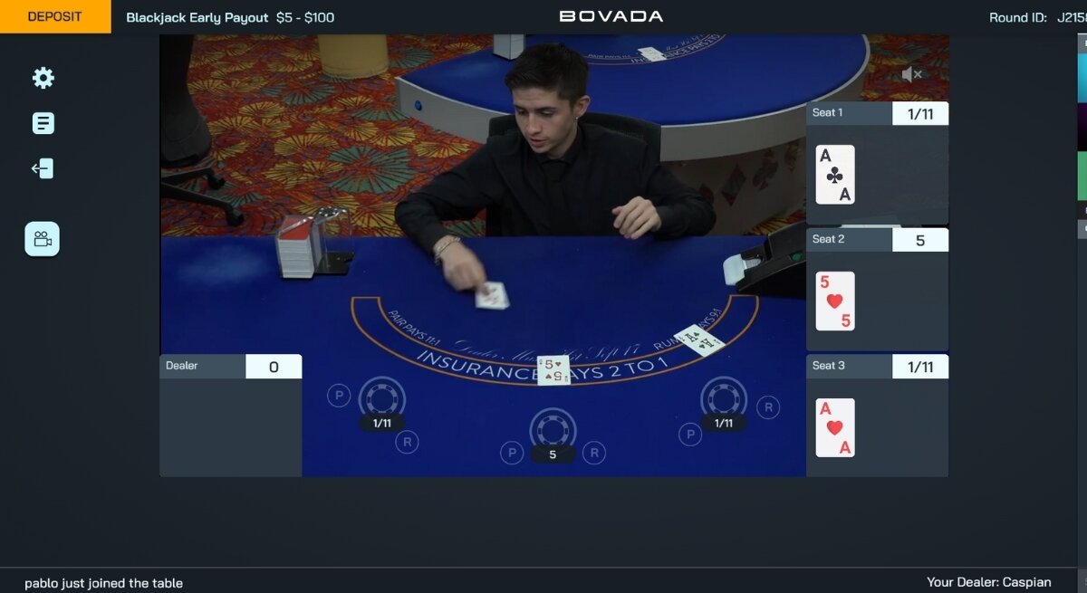 Bovada live blackjack