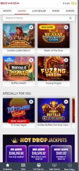Bovada mobile casino