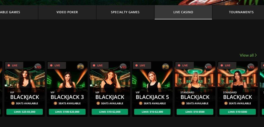 Live dealer lobby by Fresh Deck Studios
