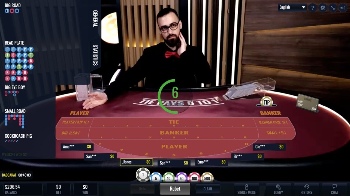 Live dealer baccarat game by Fresh Deck Studios