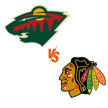 Minnesota Wild and Chicago Blackhawks team logos.