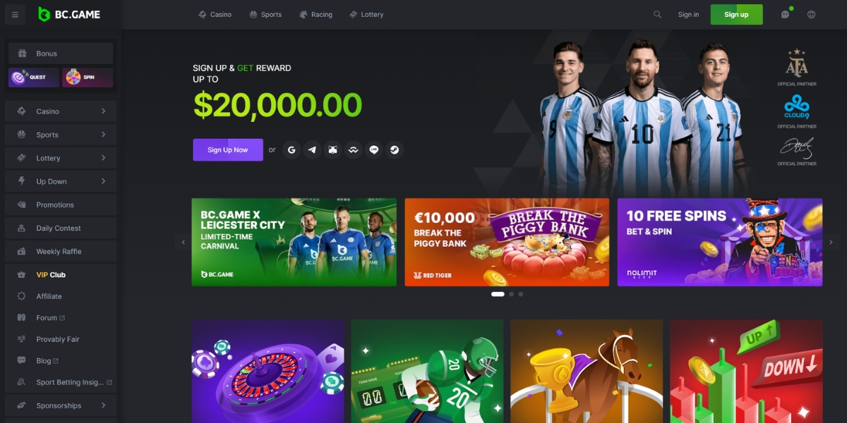 BC.GAME homepage