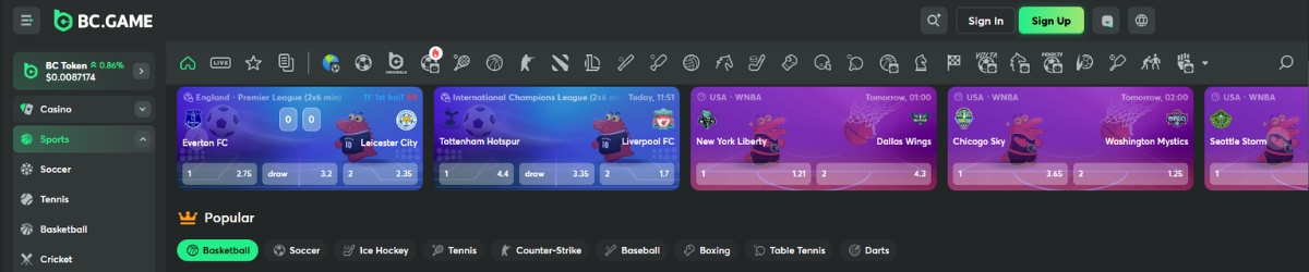 BC.Game Sportsbook Banner