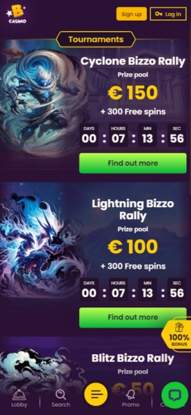 Bizzo mobile tournament screenshot