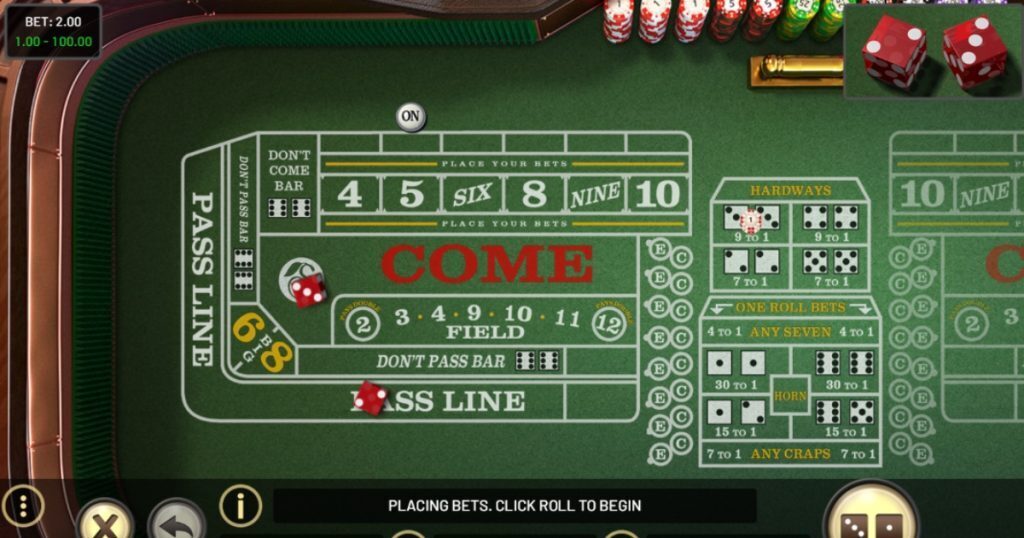 Craps dice gammeplay