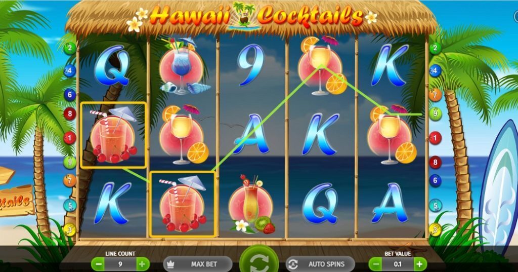 Hawaii Cocktails slot gameplay.