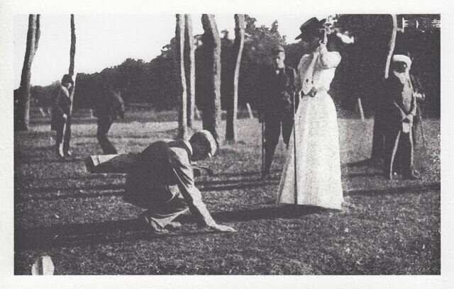 Maragat Abbott playing golf at the Summer 1900 Paris Olympics.