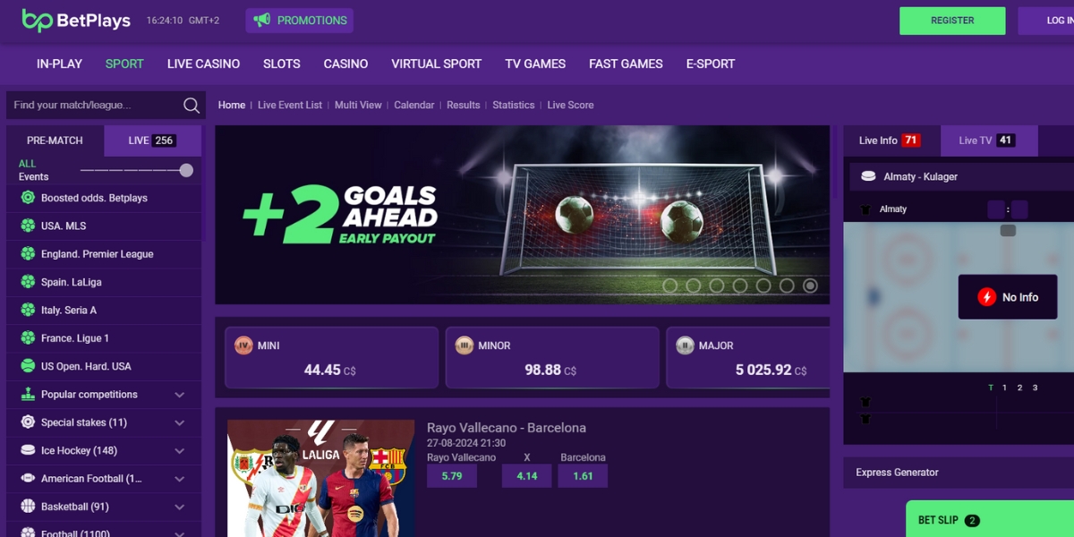 +2 Goals Ahead Early Pay-out at BetPlays.