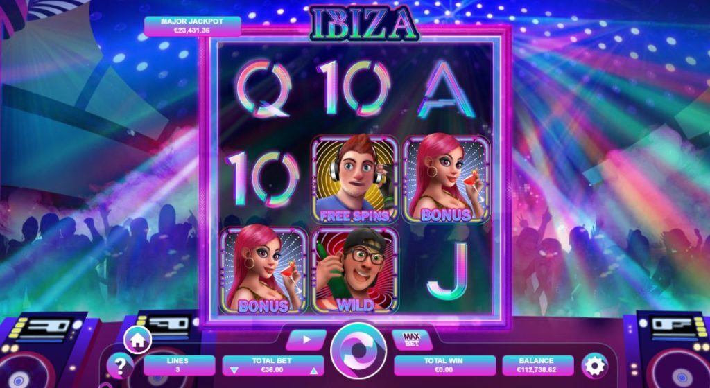 Ibiza online slot gameplay.