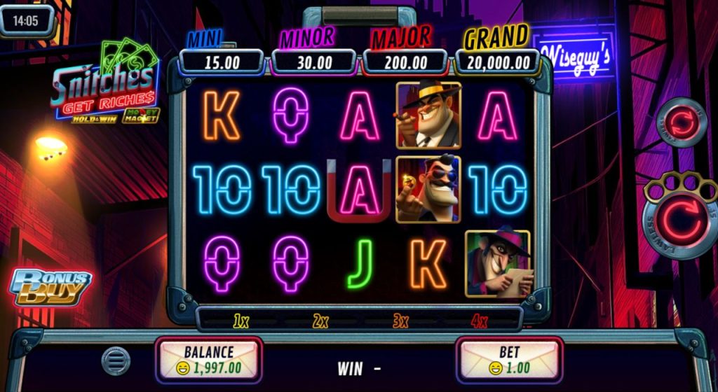 Snitches Get Riches Hold & Win online slot gameplay.