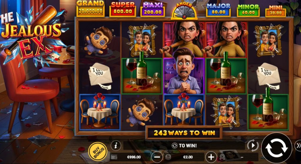 The Jealous Ex Hold and Win online slot gameplay.