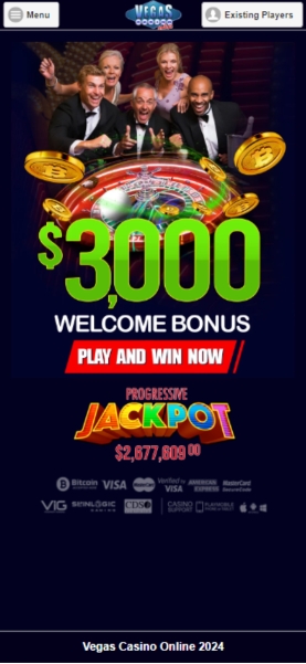 Vegas Online Casino mobile home page