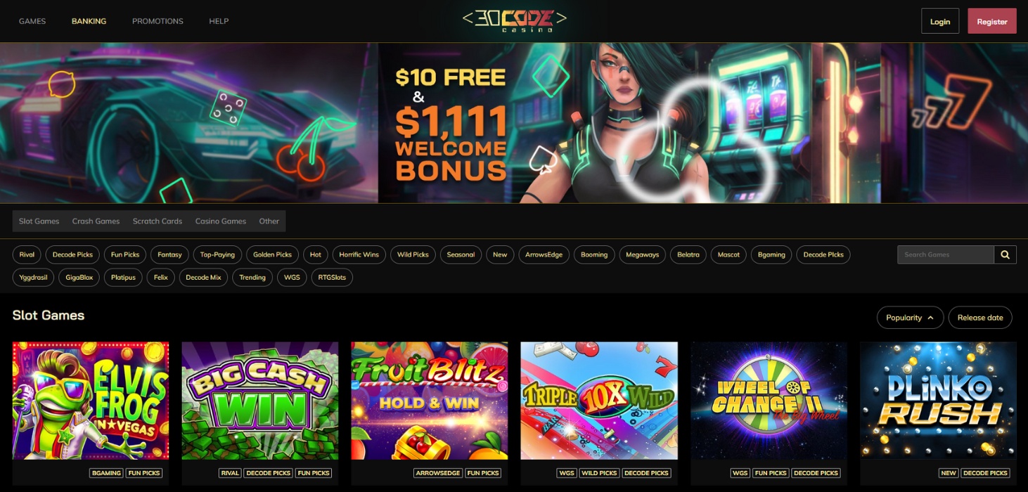 Decode Casino Home Page