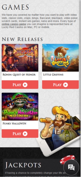 Lucky Red Casino Mobile Home Page