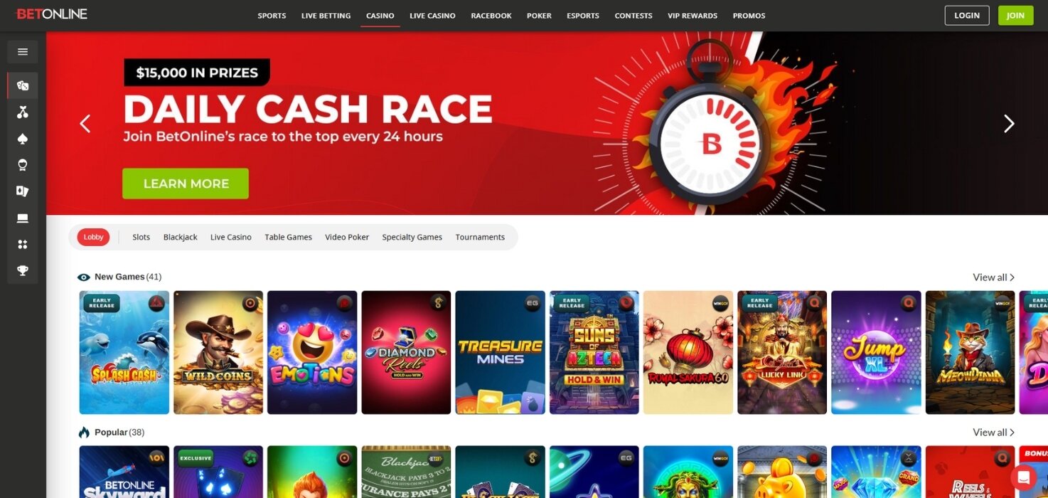 BetOnline Casino lobby.