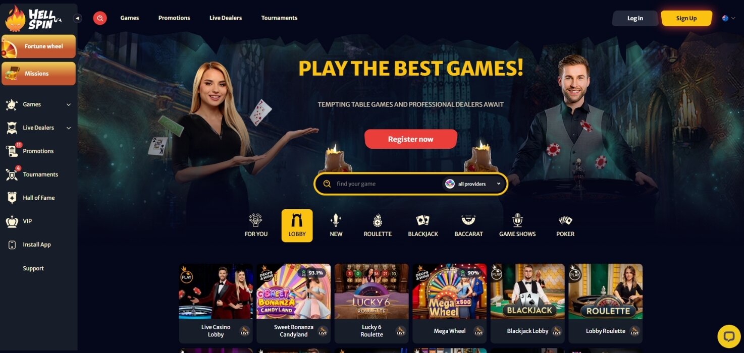 HellSpin Live Dealer Home Page