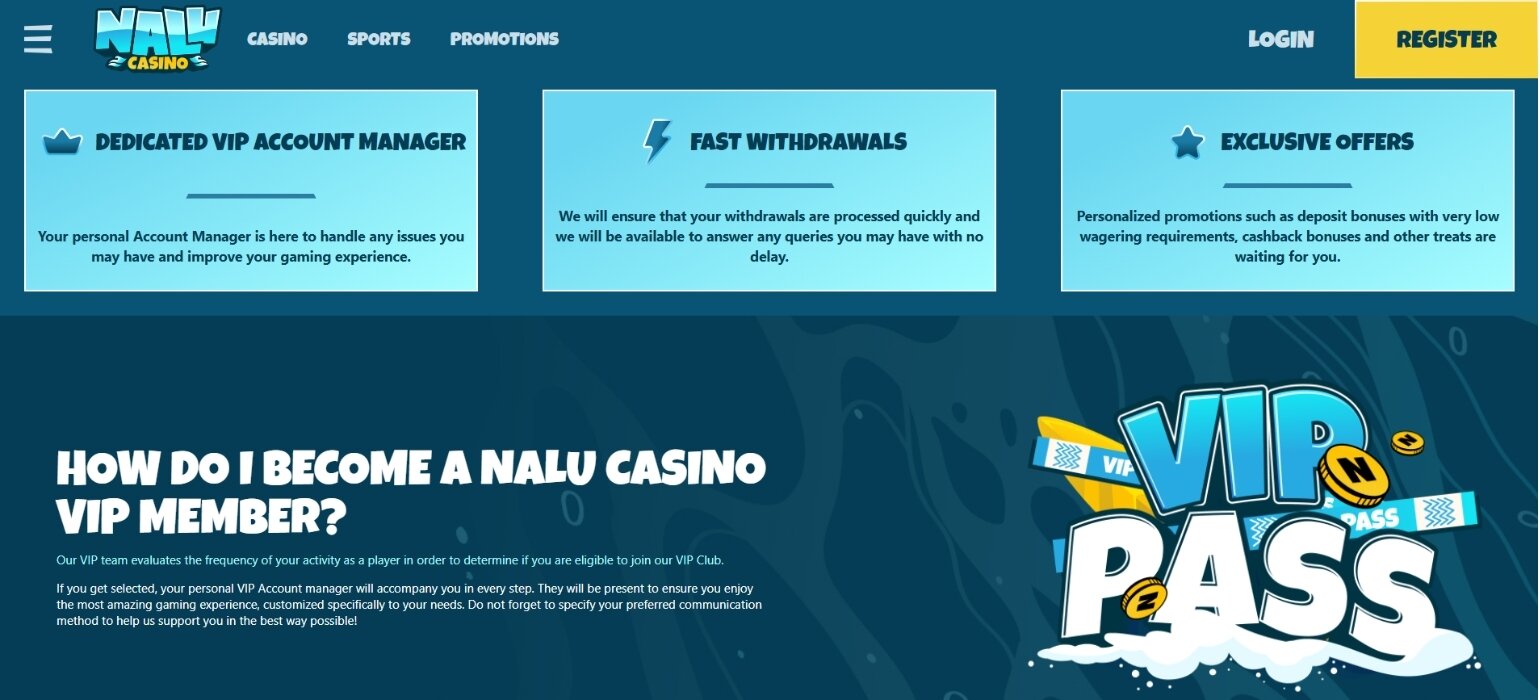Nalu Casino VIP Members Home Page